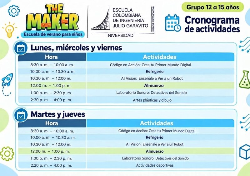 Cronograma The Maker 12-15