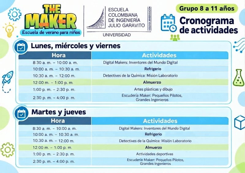Cronograma The Maker 8-11