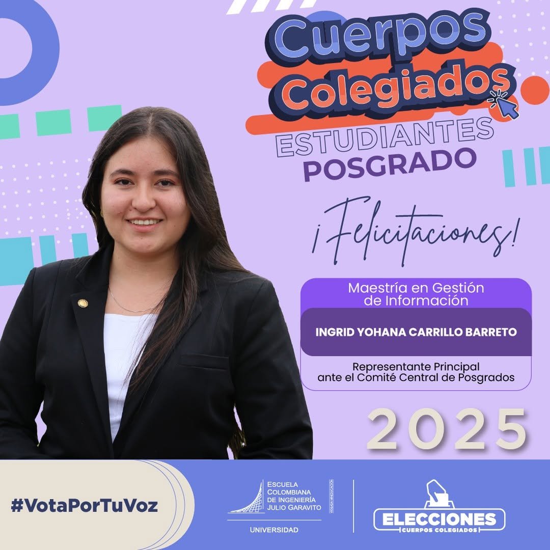 ¡Felicitaciones a la nueva representante ante el Comité Central de Posgrados! 
Su participación será fundamental para fortalecer los programas de posgrado y promover nuevas oportunidades académicas para nuestra comunidad.