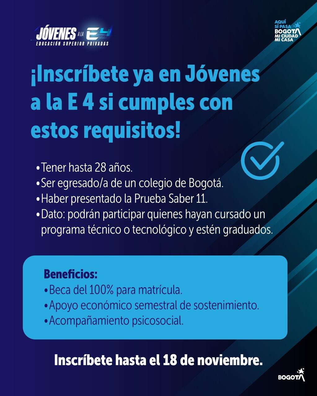 ¿Sabías que puedes estudiar en La Escuela con apoyo económico del programa Jóvenes a la E?

📚 En La Escuela formamos talento con propósito: jóvenes que crean soluciones reales para su comunidad y el país.
El conocimiento no es un privilegio, es una herramienta para transformar.
🔗 El link de postulación en nuestra Bio.