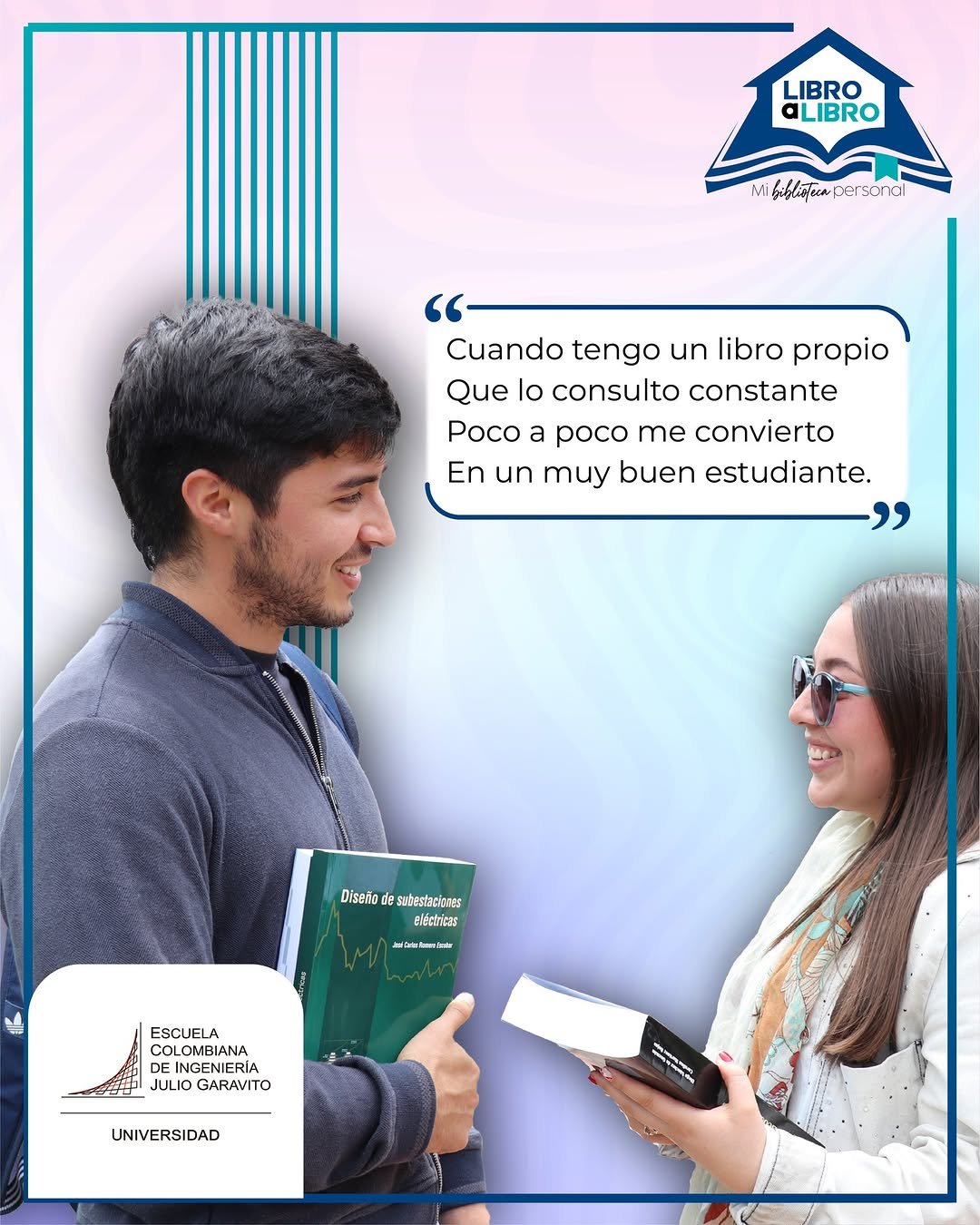 Libro a Libro invita a toda la comunidad a valorar la 𝐛𝐢𝐛𝐥𝐢𝐨𝐭𝐞𝐜𝐚 𝐩𝐞𝐫𝐬𝐨𝐧𝐚𝐥 como herramienta fundamental en la formación profesional y a armar su propia biblioteca.

#LibroALibro #MiBibliotecaPersonal