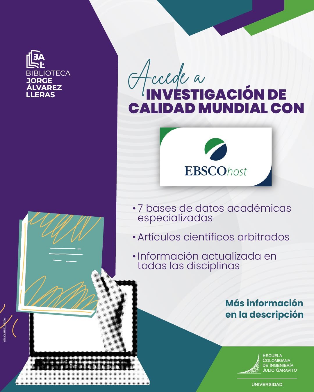 Accede a investigación de calidad mundial con EBSCOhost:
📌 7 bases de datos académicas especializadas
📌 Artículos científicos arbitrados
📌 Información actualizada en todas las disciplinas

Aprovecha este recurso que la Biblioteca Jorge Álvarez Lleras pone a tu disposición 👉 https://bit.ly/4hngej8
