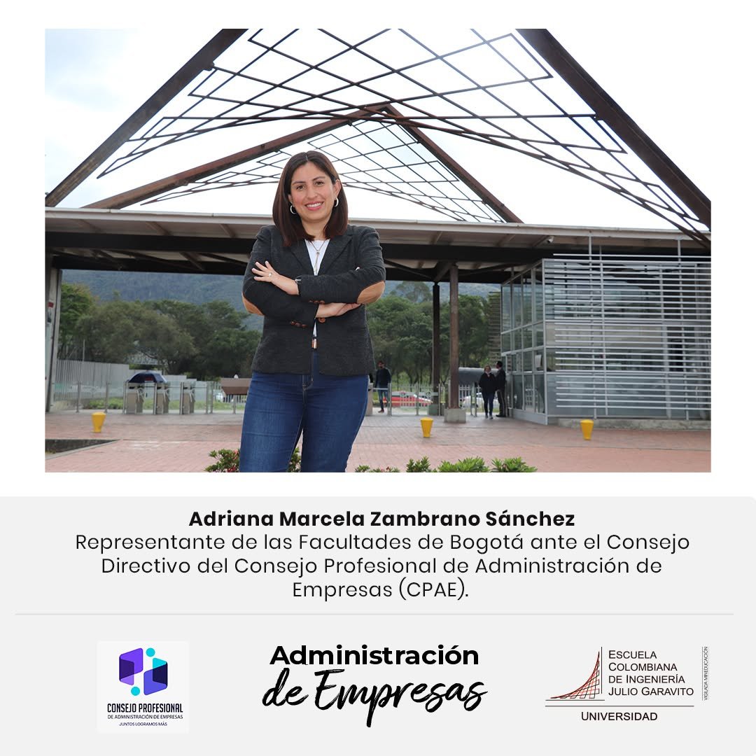 #OrgulloEscuela
Queremos contarles que la decana del Programa de Administración de Empresas, Adriana Marcela Zambrano Sánchez, fue elegida como representante de las Facultades de Bogotá ante el Consejo Directivo del CPAE 🙌.
Con 25 votos, su elección en el marco del 39.° aniversario de ASCOLFA reafirma su liderazgo, compromiso y visión para fortalecer la profesión de la Administración de Empresas en Colombia.

💙 Desde la Escuela nos sentimos orgullosos de este gran logro que impulsa la excelencia académica y profesional.

 #Liderazgo #CPAE #ASCOLFA #AdministraciónDeEmpresas