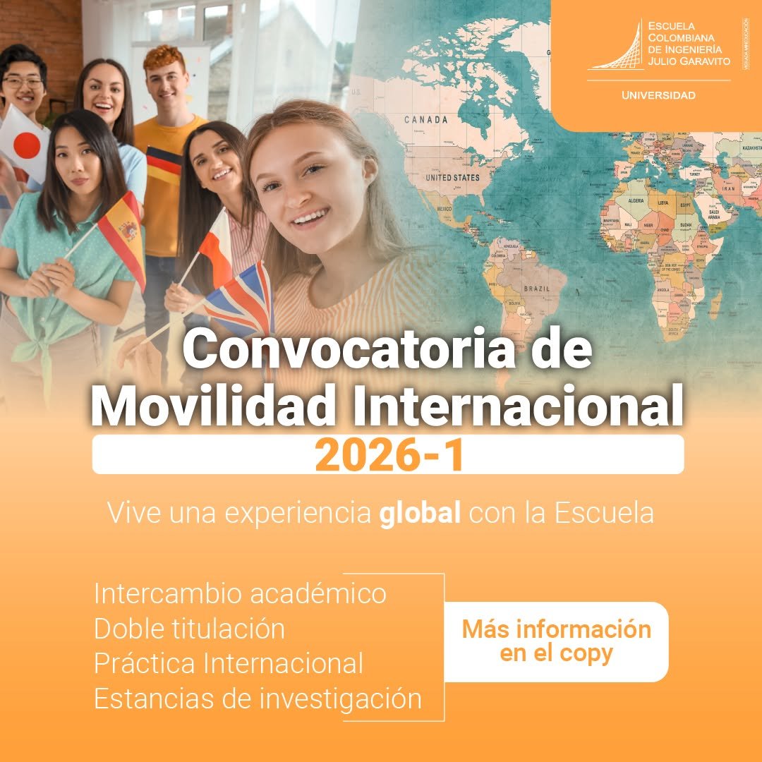 Los Programas de Movilidad Internacional, ofrecidos por la Oficina de Relaciones Internacionales, son una oportunidad para cursar parte de tu plan académico en otro país, a la vez que estás inmerso en una cultura diferente. 

Conoce la oferta, requisitos y cronograma para realizar un programa de movilidad internacional.

¡Revisa cuidadosamente los plazos establecidos para solicitar tu programa de movilidad internacional!

 
Tenemos tres fechas importantes:
 
📌Primer grupo de universidad: hasta el 21 de septiembre.
📌Segundo grupo de universidades: hasta el 19 de octubre.
📌Prácticas profesionales y pasantías de investigación internacionales:
hasta el 17 de diciembre.

Más información en 👉 https://tycho.escuelaing.edu.co/contenido/archivos-2025/unidades-academicas/ori/movilidad/movilidad-internacional-orange-2025-2_.html